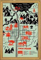 JUNIQE - Poster met houten lijst Twin Peaks -30x45 /Groen & Rood