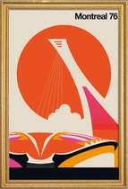 JUNIQE - Poster met houten lijst Vintage Montreal -40x60 /Oranje &