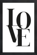 JUNIQE - Poster met houten lijst Love 2 -13x18 /Wit & Zwart