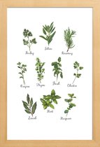 JUNIQE - Poster in houten lijst Herbs Collection -40x60 /Groen & Wit