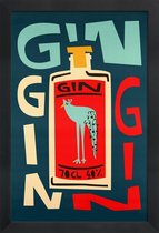 JUNIQE - Poster in houten lijst Gin Gin Gin -40x60 /Rood