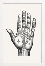 JUNIQE - Poster in houten lijst Palmistry -20x30 /Grijs & Wit