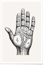 JUNIQE - Poster Palmistry -13x18 /Grijs & Wit