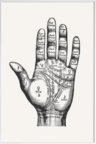 JUNIQE - Poster in kunststof lijst Palmistry -30x45 /Grijs & Wit