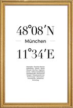 JUNIQE - Poster met houten lijst Coördinaten München -30x45 /Wit &