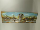 Metaalschilderij 3D - vliegtuig 180x60 - Wanddecoratie - 60 cm hoog