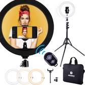 Niceey Pro Ringlamp met Statief – Tiktok Lamp – Ringlight telefoon – 10 Inch – Met Opbergtas en Afstandsbediening – Selfie Ring Light