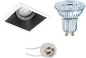 LED Spot Set - OSRAM Parathom PAR16 927 36D - Proma Zano Pro - GU10 Fitting - Dimbaar - Inbouw Vierkant - Mat Zwart/Wit - 3.7W - Warm Wit 2700K - Kantelbaar - 93mm