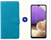 BixB Samsung A32 5G hoesje - Samsung Galaxy A32 5G screenprotector - BookCase Wallet - Turquoise