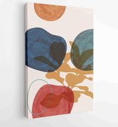 Botanical wall art vector set. Golden foliage line art drawing with abstract shape 3  - Moderne schilderijen – Vertical – 1897757386 - 50*40 Vertical
