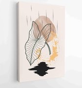 Earth tone boho foliage line art drawing with abstract shape  4 - Moderne schilderijen – Vertical – 1899757849 - 50*40 Vertical