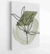 Botanical wall art vector set. Golden foliage line art drawing with watercolor 4 - Moderne schilderijen – Vertical – 1903166971 - 40-30 Vertical