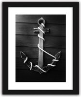 Foto in frame , Touw om Anker , 3 maten , Zwart wit , Premium print