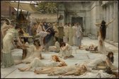 Kunst: De vrouwen van Amphissa van Sir Lawrence Alma-Tadema. Schilderij op canvas, formaat is 100X150 CM