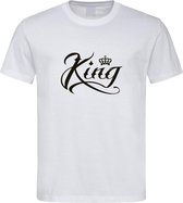 Wit T shirt met  " King " print Zwart size L