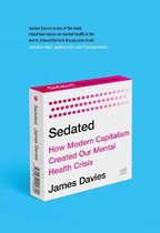 Boek 'Sedated' van James Davies, met een witte omslag en roze stippen. Titel en ondertitel in roze letters.