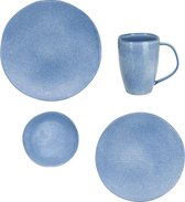 Cosy & Trendy Sajet blue - serviesset 6 persoons - 24 delig - met Table Style zomers droogbloemen boeket