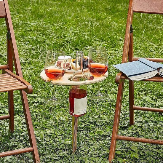 Table à vin de pique-extérieure en bois portable, table pliable Petite  table pliante Table de plage Mini table à vin extérieure