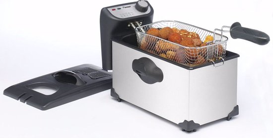 Bestron Frituurpan - AF351 - Friteuse 2200W - 3.5L inhoud - Coolzone-technologie - Kijkvenster - RVS - 5 jaar garantie - WK
