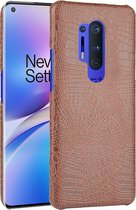 OnePlus 8 Pro Hoesje - Mobigear - Croco Serie - Hard Kunststof Backcover - Bruin - Hoesje Geschikt Voor OnePlus 8 Pro