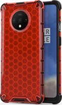 OnePlus 7T Hoesje - Mobigear - Honeycomb Serie - Hard Kunststof Backcover - Rood - Hoesje Geschikt Voor OnePlus 7T