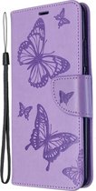 Xiaomi Mi Note 10 Hoesje - Mobigear - Butterfly Serie - Kunstlederen Bookcase - Paars - Hoesje Geschikt Voor Xiaomi Mi Note 10