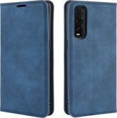 OPPO Find X2 Hoesje - Mobigear - Retro Serie - Kunstlederen Bookcase - Blauw - Hoesje Geschikt Voor OPPO Find X2