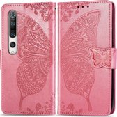 Xiaomi Mi 10 Hoesje - Mobigear - Butterfly Serie - Kunstlederen Bookcase - Roze - Hoesje Geschikt Voor Xiaomi Mi 10