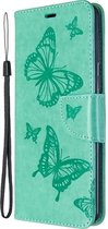 Samsung Galaxy A21 Hoesje - Mobigear - Butterfly Serie - Kunstlederen Bookcase - Turquoise - Hoesje Geschikt Voor Samsung Galaxy A21