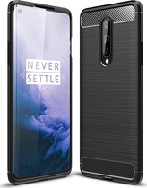 OnePlus 8 Hoesje - Mobigear - Brushed Slim Serie - TPU Backcover - Zwart - Hoesje Geschikt Voor OnePlus 8