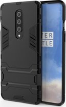 Mobigear Hoesje geschikt voor OnePlus 8 Telefoonhoesje Hardcase | Mobigear Armor Stand Backcover Shockproof met Standaard | Schokbestendig 8 Telefoonhoesje | Anti Shock Proof - Zwart