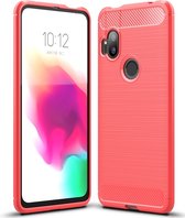 Motorola One Hyper Hoesje - Mobigear - Brushed Slim Serie - TPU Backcover - Rood - Hoesje Geschikt Voor Motorola One Hyper