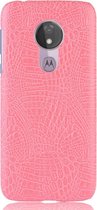 Motorola Moto G7 Power Hoesje - Mobigear - Croco Serie - Hard Kunststof Backcover - Roze - Hoesje Geschikt Voor Motorola Moto G7 Power
