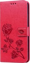 Xiaomi Redmi 7 Hoesje - Mobigear - Flowers Serie - Kunstlederen Bookcase - Magenta - Hoesje Geschikt Voor Xiaomi Redmi 7