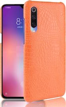 Xiaomi Mi 9 SE Hoesje - Mobigear - Krokodil Serie - Hard Kunststof Backcover - Oranje - Hoesje Geschikt Voor Xiaomi Mi 9 SE