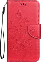Mobigear Flowers - Telefoonhoesje geschikt voor Apple iPhone 11 Hoesje Bookcase Portemonnee - Rood