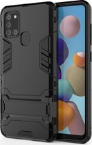 Samsung Galaxy A21s Hoesje - Mobigear - Armor Stand Serie - Hard Kunststof Backcover - Zwart - Hoesje Geschikt Voor Samsung Galaxy A21s