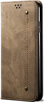 Samsung Galaxy S20 Plus Hoesje - Mobigear - Denim Slim Serie - Kunstlederen Bookcase - Bruin - Hoesje Geschikt Voor Samsung Galaxy S20 Plus