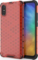 Xiaomi Redmi 9A Hoesje - Mobigear - Honeycomb Serie - Hard Kunststof Backcover - Rood - Hoesje Geschikt Voor Xiaomi Redmi 9A