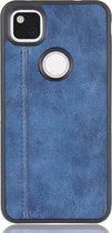 Google Pixel 4a Hoesje - Mobigear - Stitch Serie - Kunstlederen Backcover - Blauw - Hoesje Geschikt Voor Google Pixel 4a