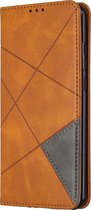 Huawei P Smart (2020) Hoesje - Mobigear - Rhombus Slim Serie - Kunstlederen Bookcase - Cognac - Hoesje Geschikt Voor Huawei P Smart (2020)