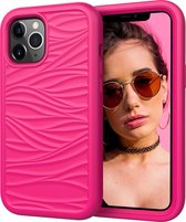 Apple iPhone 12 Pro Max Hoesje - Mobigear - Wave Serie - Hard Kunststof Backcover - Magenta - Hoesje Geschikt Voor Apple iPhone 12 Pro Max