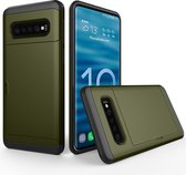 Samsung Galaxy S10 Hoesje - Mobigear - Card Serie - Hard Kunststof Backcover - Army Green - Hoesje Geschikt Voor Samsung Galaxy S10