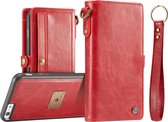 Apple iPhone 6s Hoesje - Caseme - Luxe Wallet Serie - Kunstlederen Bookcase / 2in1 Case - Rood - Hoesje Geschikt Voor Apple iPhone 6s