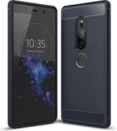 Sony Xperia XZ2 Hoesje - Mobigear - Brushed Serie - TPU Backcover - Blauw - Hoesje Geschikt Voor Sony Xperia XZ2