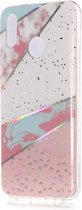 Huawei P20 Lite (2018) Hoesje - Mobigear - Marble Serie - TPU Backcover - Wit / Roze - Hoesje Geschikt Voor Huawei P20 Lite (2018)