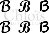 Chloïs Glittertattoo Sjabloon - Letter B - Multi Stencil - CH9721 - 1 stuks zelfklevend sjabloon met 6 kleine designs in verpakking - Geschikt voor 6 Tattoos - Nep Tattoo - Geschik