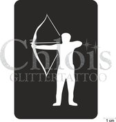 Chloïs Glittertattoo Sjabloon 5 Stuks - Archery Sam - CH6542 - 5 stuks gelijke zelfklevende sjablonen in verpakking - Geschikt voor 5 Tattoos - Nep Tattoo - Geschikt voor Glitter T