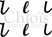 Chloïs Glittertattoo Sjabloon - Small Letter l - Multi Stencil - CH9768 - 1 stuks zelfklevend sjabloon met 6 kleine designs in verpakking - Geschikt voor 6 Tattoos - Nep Tattoo - G