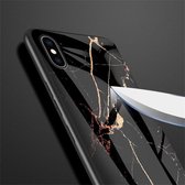 Apple iPhone XS Hoesje - Mobigear - Marble Serie - Gehard Glas Backcover - Zwart / Rood - Hoesje Geschikt Voor Apple iPhone XS